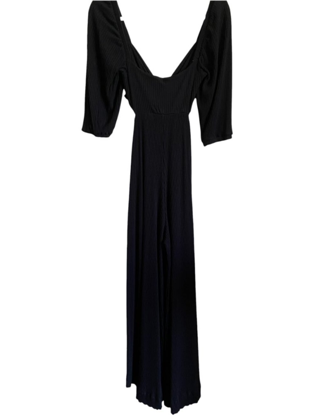 FARM Rio Ribbed Wide-Leg Jumpsuit Black GG - Picture 2 of 9